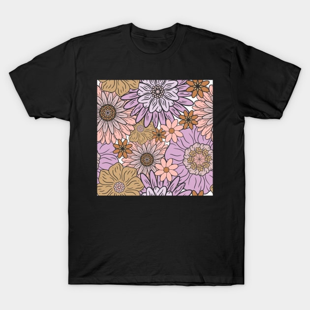 Purple Boho Flowers T-Shirt by Milibella